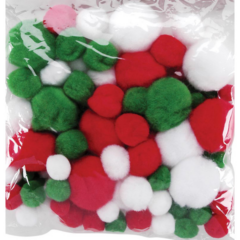 Pom Poms Xmas 100pk