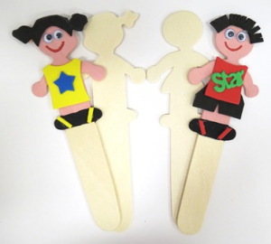 Wooden Shape Stick People 10pk