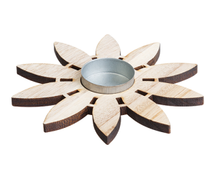Wooden Flower Tealight Holders (Pack of 5)