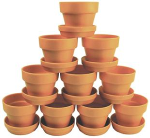 Plastic Terracotta Pots & Saucers 10p