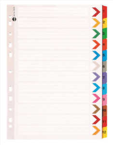 Dividers A4 1-12 Tab Coloured