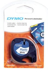 Dymo Letratag PVC B/W 12mmx4m