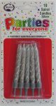 Spiral Silver Birthday Candles With Holders (Pack of 10)